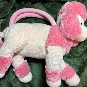 Russ Pink and Cream Plush Poodle Purse